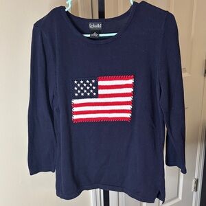 Rafaella Long Sleeve Tee with Flag Design